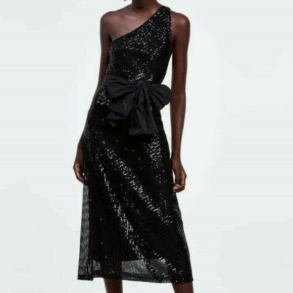 zara asymmetric sequin dress